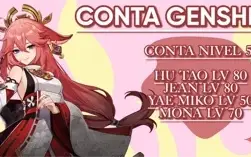CONTA GENSHIN NÍVEL 51 (5★ HU TAO, MONA, JEAN E YAE MIKO)