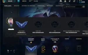 Conta Diamante 1 com 25 Champs e 2 Skins + 12 Fragmentos