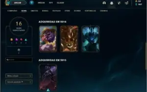 Conta platina 4 com 86 champs e 16 skins