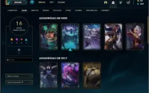 Conta platina 4 com 86 champs e 16 skins
