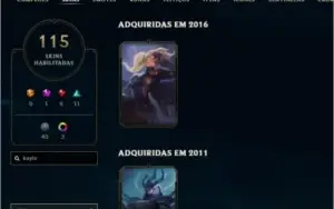 conta lol com skins antiga/rara