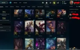 CONTA UNRANKED (EX OURO 4), COM 34 CAMPEÕES E 4 SKINS LVL 57