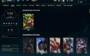 Conta de LoL Esmeralda 1 ( estava D1 ), 120 skins, Level 356
