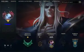 Conta lol esmeralda 4 todos os champs, 214 skins e + 30k EA