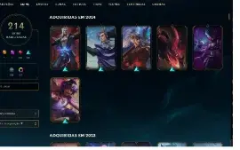 Conta lol esmeralda 4 todos os champs, 214 skins e + 30k EA