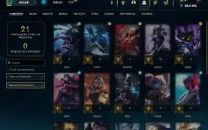 Mestre com 23 Champs e 11 Fragmentos de skins