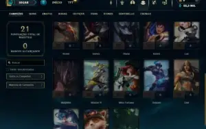 Mestre com 23 Champs e 11 Fragmentos de skins