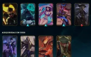 Conta de LoL esmeralda com várias skins