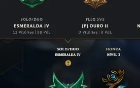 Conta de LoL esmeralda com várias skins