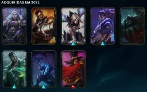 Conta de LoL esmeralda com várias skins