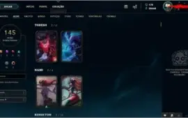 Conta LOL D4, Todos Champs, 145 skins + Ryze triunfante