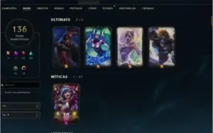 Conta League of Legends com 136 skins + todos campeões