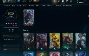 Bronze 4 com TODOS os champs e 232 Skins ( Nivel 605 )