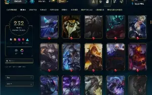 Bronze 4 com TODOS os champs e 232 Skins ( Nivel 605 )