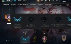 Platina 1 com 60 Champs e 50 Skins + 3 Espolios