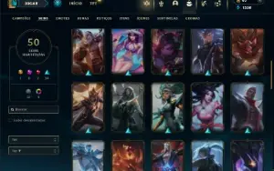 Platina 1 com 60 Champs e 50 Skins + 3 Espolios