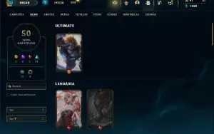 Platina 1 com 60 Champs e 50 Skins + 3 Espolios