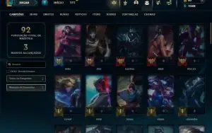 Platina 1 com 60 Champs e 50 Skins + 3 Espolios