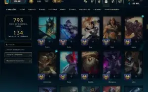 Platina 4 com TODOS os Champs e 264 Skins +16 Vitoriosas