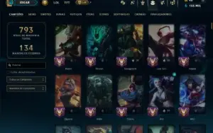 Platina 4 com TODOS os Champs e 264 Skins +16 Vitoriosas