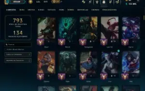 Platina 4 com TODOS os Champs e 264 Skins +16 Vitoriosas