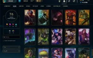 Unranked com 90 Champs e 76 Skins