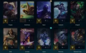 Conta smurf mestre, 50 champs, 69 % winrate mestre.
