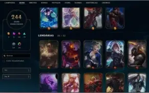 Conta LOL 244 skins, todos os campeões e mascote do TFT