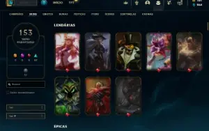 Conta bronze 1 com TODOS os champs e 153 Skins