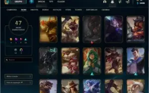 Conta do Lol nível 260, prata III com 47 skins