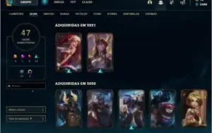 Conta do Lol nível 260, prata III com 47 skins