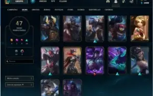 Conta do Lol nível 260, prata III com 47 skins