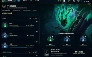 Conta do Lol nível 260, prata III com 47 skins