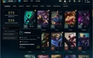 Conta do Lol nível 260, prata III com 47 skins