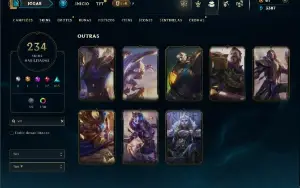 Unranked com TODOS os champs e 234 Skins ( SUP / MID )
