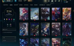 Unranked com TODOS os champs e 234 Skins ( SUP / MID )