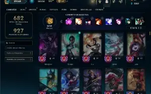 Unranked com TODOS os champs e 234 Skins ( SUP / MID )