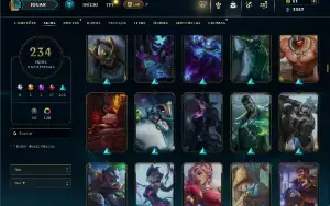 Unranked com TODOS os champs e 234 Skins ( SUP / MID )