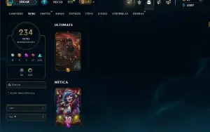 Unranked com TODOS os champs e 234 Skins ( SUP / MID )