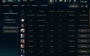 Mestre com 25 Champs e 13 Fragmentos de Skins