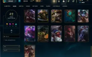 Unranked com 95 Champs e 42 Skins