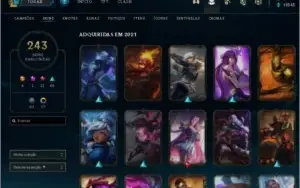 Conta de league of legends - 243 skins -  6 anos de uso.