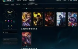 Conta LoL plat 5 368 skins