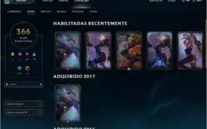Conta LoL plat 5 368 skins