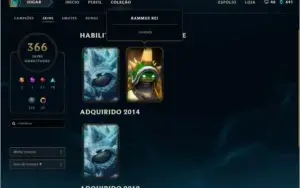 Conta LoL plat 5 368 skins