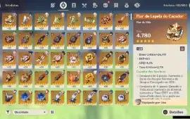 Genshin Impact - ar57 , 13 Personagens T5 e 9 armas t5