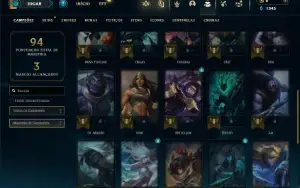 Unranked com 35 Champs e 13 Skins ( SUP / ADC / TOP )