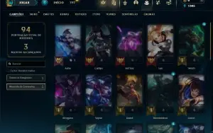 Unranked com 35 Champs e 13 Skins ( SUP / ADC / TOP )