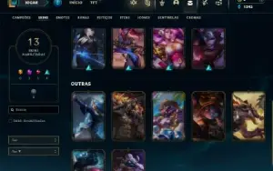 Unranked com 35 Champs e 13 Skins ( SUP / ADC / TOP )