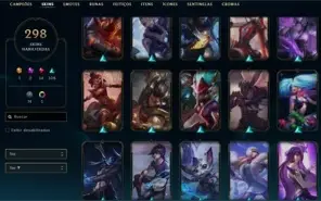 CONTA LOL C/296 SKINS | TAMBÉM POSSUI SKINS NO VALORANT